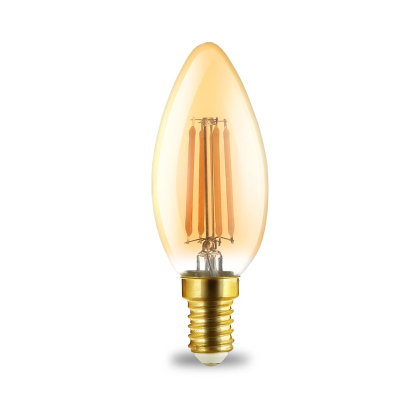 LED Leuchtmittel E14 Filament Kerze | bernstein | C35 4W | 360 Lumen warmweiß (2200 K)