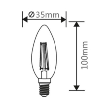 LED Leuchtmittel E14 Filament Kerze | bernstein | C35 4W | 360 Lumen warmweiß (2200 K) 10 Stück