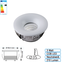 5x - LED Mini Spot Einbustrahler inkl. Trafo 3W Rund Weiß...