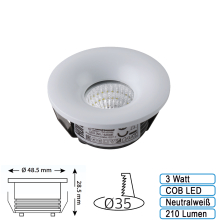 5x - LED Mini Spot Einbustrahler inkl. Trafo 3W Rund Weiß Neutralweiß - 5x