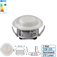 1x - LED Mini Spot Einbauleuchten inkl. Trafo 3W Acrylglas (Flach) Neutralweiß