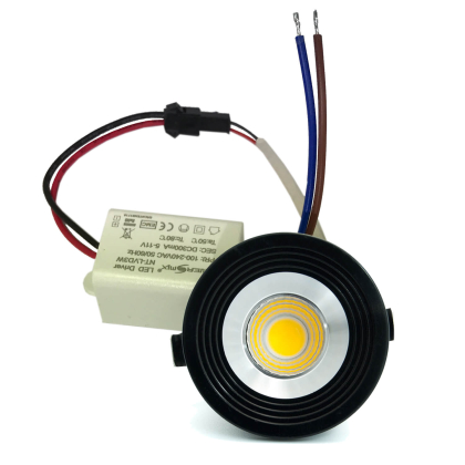 Mini LED Spot LED Einbauleuchte 3 Watt inkl. Trafo schwarz-silber