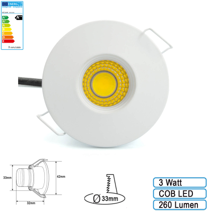 Mini LED Einbauleuchte minispot 3 Watt inkl. Trafo Weiß