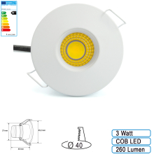 Mini LED Einbauleuchte minispot 3 Watt inkl. Trafo Weiß Kaltweiß