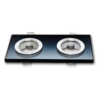 2er Doppel Einbaurahmen Glas Eckig schwarz 178 x 90 mm für GU10
