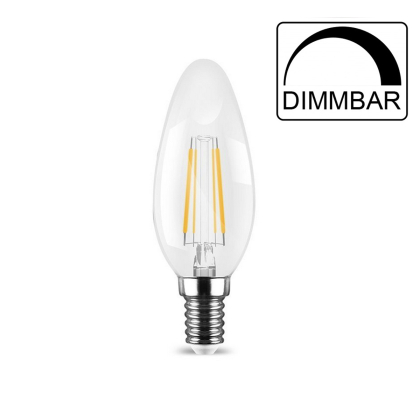 Dimmbare E14 LED Leuchtmittel | Kerze | bernstein | C35 4W | dimmbar | Klein gewinde | 470 Lumen warmweiß (3000 K)
