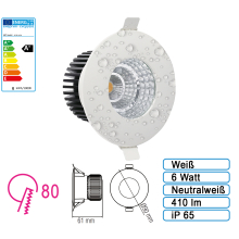 LED Einbauleuchte Spot Neutralweiss Rund 6 Watt IP65 Wasserfest
