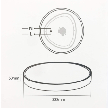 20 W LED Aufputz Deckenleuchte Wandleuchte Grau Rahmen Rund Ø 300 mm