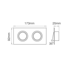 Doppel Einbaurahmen,Alu, Eckig, Silber 175 x 95 x 25mm( 246340 )