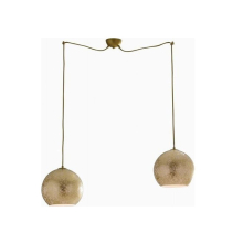 Moderne Pendelleuchte Hängeleuchte Gold Blattgoldoptik 2x E27 Länge 150 Ø 30 cm