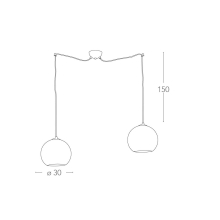 Moderne Pendelleuchte Hängeleuchte Gold Blattgoldoptik 2x E27 Länge 150 Ø 30 cm