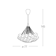 Pendelleuchte Hängeleuchte Hänge Deckenleuchte Metall Glas kupfer145cm Ø.77 cm