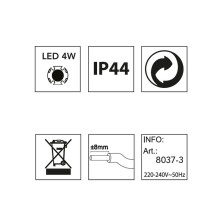 4 W LED Einbauleuchten Warmweiß IP44 inlk. Trafo Nickel