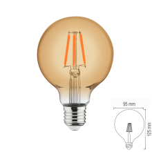 8 Watt E27 LED Filament Leuchtmittel Kugel Globe G95,...