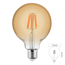 8 W E27 LED Filament Leuchtmittel Kugel Globe 125, Durchmesser 125mm | 650 Lumen | (2200 K) Warmweiß