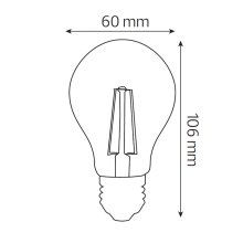 8 Watt E27 Filament LED Leuchtmittel Birne A60 Form Glas kaltweiß