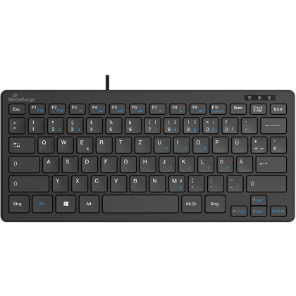 MediaRange kabelgebundene Kompakt-Tastatur mit 78 ultraflachen Tasten, QWERTZ, schwarz
