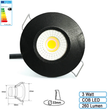 3 Watt LED mini Einbauleuchte Einbaustrahler Spot inkl. Trafo schwarz  Warmweiß
