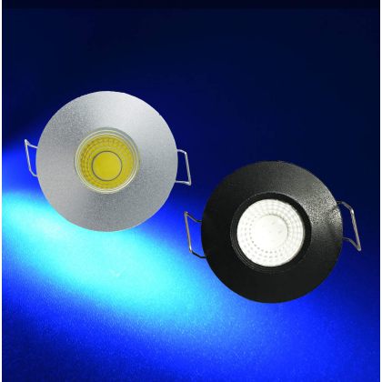 3 W Blau Mini LED Einbaustrahler Einbauleuchte klein einbau Spot mit Schwarz oder Silberen Rahmen