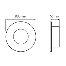 Einbaurahmen Rund Ø 83 mm schwarz matt für standard Ø 50 mm leuchtmittel Wasserdicht ip44