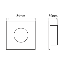 Einbaurahment für standard Ø 50 mm leuchtmittel Wasserdicht ip44 Quadrat - Schwarz ohne Leuchtmittel