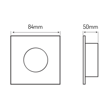 Einbaurahment für standard Ø 50 mm leuchtmittel Wasserdicht ip44 Quadrat - Schwarz 5w Neutralweiß