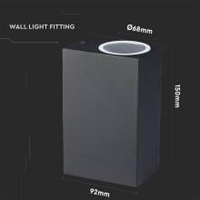 LED Außenwandleuchte Quadratisch Schwarz  mit 2 Fassungen