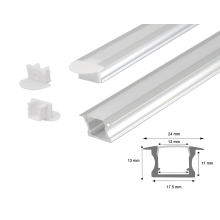2 Meter Aluprofile Alu Schiene Profil LED Kanal  für LED Strip mit Milchglas Abdeckung Profil C L