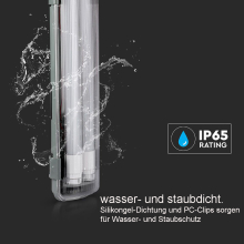 120cm 36W LED Feuchtraumlampe Wannenleuchte 2 Flammig T8 LED Tube 6400K - Kaltweiß IP65