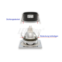 Einbaurahmen Quadrat Eckig 84x84 mm Weiß für standard Ø 50 mm leuchtmittel Wasserdicht ip44