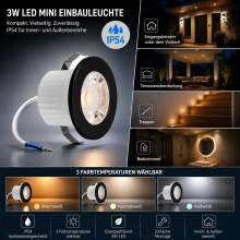 3W LED mini Einbauleuchte Einbaustrahler Spot Schwarz Silber oder Weiß