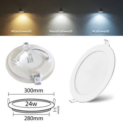 LED Panel 3W bis 24W Einbaustrahler Dimmbar Ultraslim Leuchte Rund Silber Lampen
