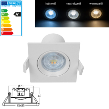 7W LED Einbauspot Einbauleuchte | 660 Lm | schwenkbar|mit Einstellbaren Farben Rund oder Quadrat