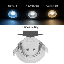 7W LED Einbauspot Einbaustrahler Einbauleuchte | 670 Lm | schwenkbar | mit Einstellbaren Farben 3 in 1 Rund