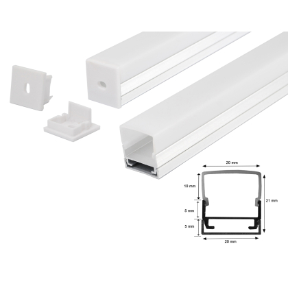 2m Alu Profile Alu Schiene Profil mit Milchglas Abdeckung Kanal System für LED-Streifen Profil H mit Milchglas Abdeckung