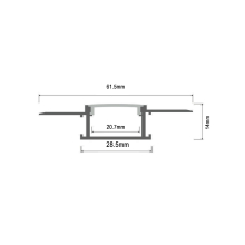 2m LED Alu Profile Schiene Unterputz Profil mit Milchglas Abdeckung Kanal System für LED-Streifen Profil P