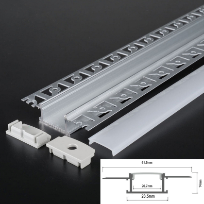 1m Aluprofil Alu Schiene unterputz Profil für LED Strip mit Milchglas Abdeckung Profil P