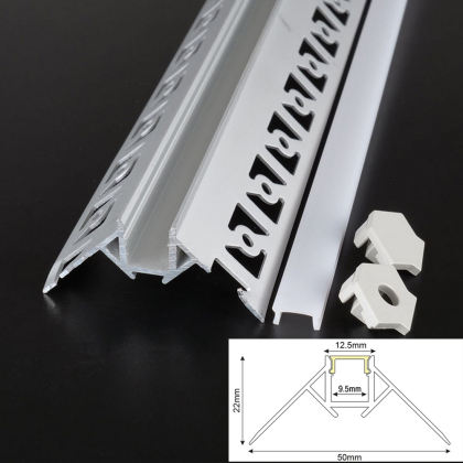 1m Aluprofil Alu Schiene unterputz-Profil für LED Strip  mit Milchglas Abdeckung Profil R