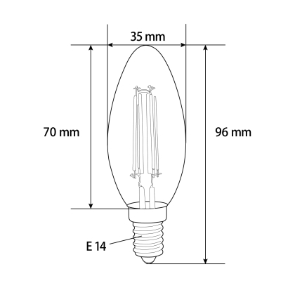 6W E14 Filament LED Leuchtmittel Glas Candle| P45 | 800 Lumen