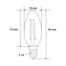 6 W E14 Filament LED Leuchtmittel Glas Candle| P45 | 800 Lumen