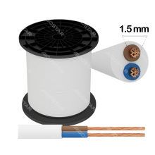 Stromkabel Elektrokabel H05VV-F 2X1.5 mm²  2-adrig 2x1.5  Weiß 1 meter