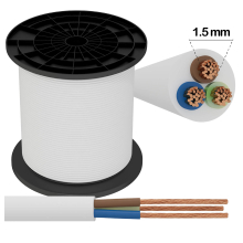 Stromkabel Elektrokabel H05VV-F 3-adrig 3x1.5 Weiß 1 meter