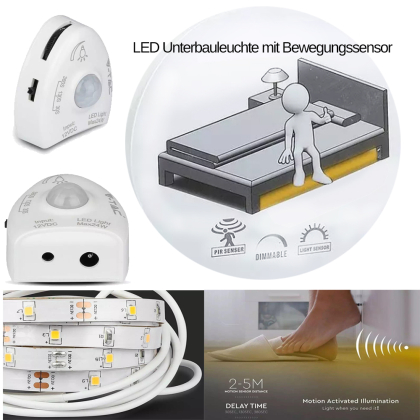 LED Bettlicht mit Bewegungssensor Unterbettlicht Licht Strip mit Sensor Nachtlicht Licht Leiste Baby Licht Bett Warmweiß