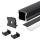 2m schwarzer Alu Profile Alu Schiene LED Kanal System für LED-Streifen inkl. schwarz und weiße Abdeckung.