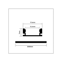 2m LED Aluprofil Schwarzer Alu Schiene U Profil Kanal System für LED-Streifen inkl. 2 Abdeckung Profil A-S