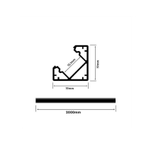 2m Schwarze LED Aluprofil Alu Schiene T Profil Kanal System für LED-Streifen inkl. 2 Abdeckung Profil G-S