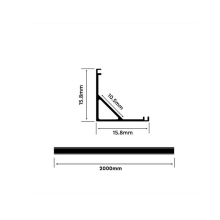 2m LED Aluprofil Alu Schiene Eckprofil Kanal System für LED-Streifen mit Schwarzer Abdeckung Profil J-S