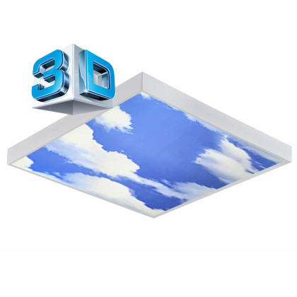62x62 LED Aufputz Aufbau Panel Panel Deckenleuchte Deckenlampe 3D Bild blauer Himmel mit Wolken