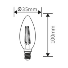 7W Dimmbare E14 LED Leuchtmittel | Kerze | Klarglas| C35 | dimmbar | Klein gewinde | 680 Lumen  Warmweiß