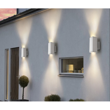 LED LED Wandleuchte Wandlampe Fassaden leuchte Eckig mit GU10 Fassung IP65 in Schwarz oder Weiß mit oder ohne LED